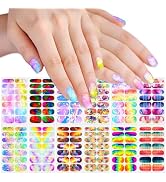SILPECWEE 12 Sheets Iridescent Nail Wraps for Women Solid Color Nail Polish Strips Gel Nail Strip...