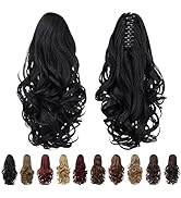 Clip in Ponytail,Clip Claw Black Ponytails Extension Wavy 14