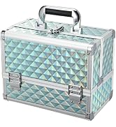 Joligrace Makeup Box 11.6-Inch Cosmetic Train Case for Women Travel Jewelry Organizer with Compar...