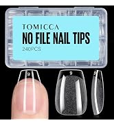 TOMICCA Short Coffin Nail Tips, 240Pcs Acrylic Nail Tips, 12 Sizes Half Matte Soft Gel Nail Tips,...