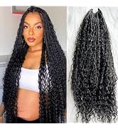 Goddess Boho Box Braids Crochet Human Hair With Curly Ends Synthetic Braid With Human Hair Curls ...