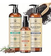 Organic Rosemary Black Rice Water Shampoo Conditioner Set for Hair Growth, Rice Water Spray, w/Ro...