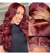 Aaliweya 99J Burgundy Lace Front Wig Human Hair 13X4 Body Wave Hd Lace Front Glueless Wig Human H...