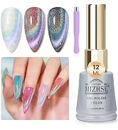 MIZHSE Cat Eye Gel Nail Polish Rainbow Cat Eye Holographic Glitter 9D Cateye Soak Off U V LED Gel...