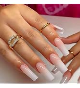 YOSOMK Press on Nails Long Square Ombre Pink False Fake Nails Press On Artificial Nails for Women...