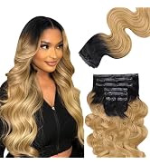 Lashey Seamless Clip in Hair Extensions Human Hair 110g 7pcs Body Wave Clip in Hair Extensions 14...