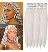 Silver Grey Braiding Hair Pre Stretched Kanekalon Braiding Hair 26inch Long Colored Pre Stretched...