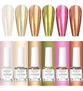 MIZHSE Nail Polish: Mermaid Pearl Nail Polish 6 Colors, Aurora Effect Nail Polish Air Dry Fast, W...