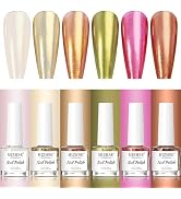 MIZHSE Nail Polish: Mermaid Pearl Nail Polish 6 Colors, Aurora Effect Nail Polish Air Dry Fast, W...