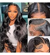 32 Inch Body Wave Lace Front Wigs Human Hair 180 Density 13x4 HD Transparent Lace Frontal Wigs wi...
