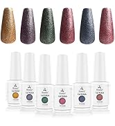 Glitter Gel Nail Polish, Shiny Glitter Nail Polish Pink Blue Green Color Collection Gel Nail Poli...
