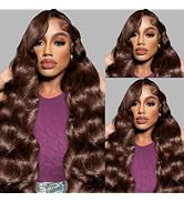 Gureimi 20 Inch Brown Human Hair Wig 13x6 HD Lace Front Wigs Human Hair Body Wave Chocolate Brown...