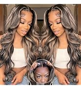 MSGEM Ombre Wig Human Hair 1B/27 Highlight Lace Front Wigs Human Hair 7x5 HD Lace Glueless Wigs H...