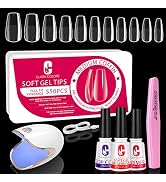 Nail Tips and Glue Gel Kit-False Nail Tips 550pcs Full Cover Fake Nails and Nail Glue Kit with LE...