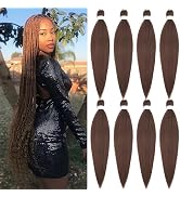 Brown Braiding Hair Pre Stretched Micro Braiding Hair Extensions for Box Braids Kanekalon Prestre...