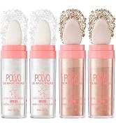 4 Pcs Fairy Highlight Makeup Stick, Polvo De Magic Hadas Patting Powder, Body Shimmer Face Blushe...
