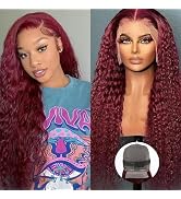 DULTEV Burgundy Lace Front Wigs Human Hair 99J 13x4 HD Deep Wave Lace Front Wigs Human Hair Pre P...