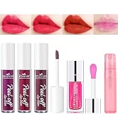 Meilury 3 Colors Lip Stain Peel Off Mask Lip Gloss Lip Stain+ Hydrating Lip Oil, Lip Tattoo Lip T...