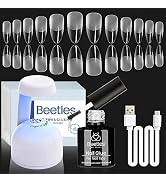 Beetles Gel Nail Kit Easy Nail Extension Set Etch X Nail Tips 500Pcs Half Matte Pre-filed Medium ...