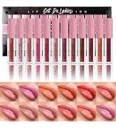 LANGMANNI 12Pcs Lip gloss Collection Makeup Set, Shiny Smooth Soft Liquid Lip Glosses Lip Stain W...