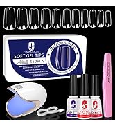 Nail Tips and Glue Gel Kit-False Nail Tips 550pcs Full Cover Fake Nails and Nail Glue Kit with LE...