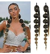 Benehair Long Bubble Ponytail Extension for Women 34Inch Black Ombre Blonde Braided Ponytail Afro...