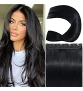 S-noilite One Piece Clip in Hair Extensions Real Human Hair One Piece/5 Clips 3/4 Full Head One P...
