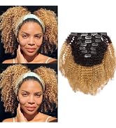 Caliee Kinky Curly Clip in Hair Extensions for Black Women Real Remy Human Hair Clip in Extension...