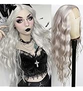 EVLYNN Platinum White Wig Curly Wig Long Grey Wig White Wig Long Wigs for White Women Synthetic H...