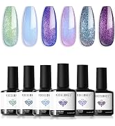 modelones Chameleon Gel Nail Polish Set - 6 Colors Aurora Shimmer Glitter Gel Polish Kit Blue Gre...