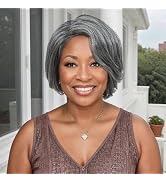 HUA Grey Human Hair Wig for Women Gray Pixie Cut Wigs for Black Women Human Hair Glueless Mixed 8...