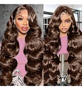 Gureimi 30 Inch Chocolate Brown Lace Front Wig 13x6 Body Wave Lace Front Wigs Human Hair HD Lace ...