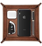 SITHON Valet Tray Desktop Storage Organizer – Premium PU Leather Catchall Tray Bedside Vanity Tra...