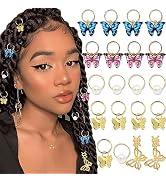 SAWINDA 20Pcs Gold Butterfly Hair Jewelry for Braids Loc Dreadlock Accessories Handmade Butterfli...