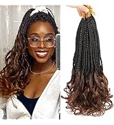 8 Packs French Curl Crochet Braids Hair-14 Inch Goddess Box Braids Crochet Hair Pre Looped French...
