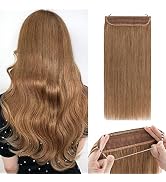Benehair Human Hair Extensions Thick Ends Invisible Wire Real Human Hair with 2 Fish Lines Thicke...