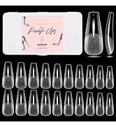 Makartt Coffin Nail Tips 500pcs Medium Pre-buffed Full Cover Clear Press on Nails 10 Sizes Soak O...