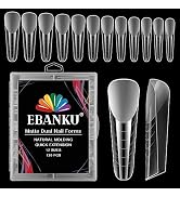 EBANKU 120Pcs Dual Nail Forms Matte Square French Poly Gel Extension Nail Molds for Acrylic UV Na...