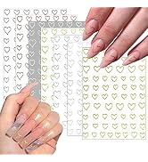 Heart Nail Stickers - 7 Sheets Hearts Nail Decals for Women - 3D Self Adhesive Heart Nail Art Sti...