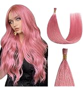 Sunya I Tip Hair Extensions Human Hair Hot Pink 18 Inch I Tip Hair Extensions Real Human Hair Col...