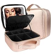 MOMIRA Travel Cosmetic Train Case with Lighted Mirror 3 Color Scenarios Cosmetic Bag Organizer wi...