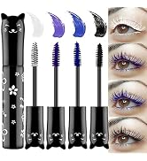 Cute 4 Color Colored Mascara for Eyelashes Set,Blue White Black Brown Colorful Waterproof Mascara...