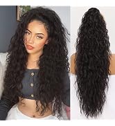 ORSUNCER Claw Long Wavy Ponytail Extension Black Brown 30