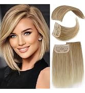 Cisyia 4 PCS Hair Toppers for Thinning Hair Synthetic Clip in Hair Extension Blonde & Bleach Blon...