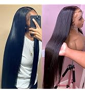 MSGEM 180% Denisty 13x6 HD Lace Front Wigs Straight 12A Virgin Human Hair 18 inch Transparent Lac...