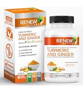 Renew Actives Ginger Turmeric Curcumin Supplement Capsules - Natural Antioxidant with Bioperine &...