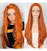 Sapphirewigs Orange Wig Long Natural Straight Wave Wigs Synthetic Lace Front Hair Replacement Wig...