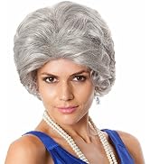 ALLAURA Old Lady Wig Grandma Wig Granny Costume Gray Wigs Queen Elizabeth Costume for Girls Fits ...