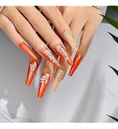 MUZOXEN Press on Nails Long, Square Acrylic Fake Nails with Glitter Crystal Rhinestones Luxury De...