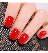 Extra Short Press on Nails,BettyCora Square Round 24 PCS Fake False Nail Tips Nail Kit with Nail ...